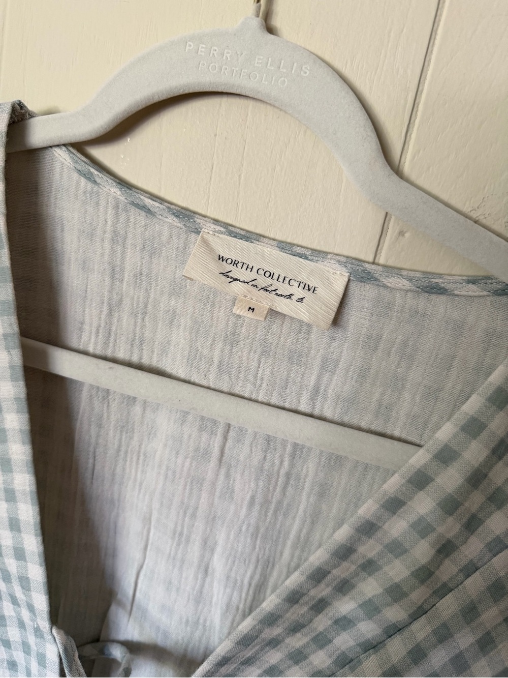 Worth Collective Hunter 100% Cotton Midi Dress in Aqua Plaid - Picture 3 of 6